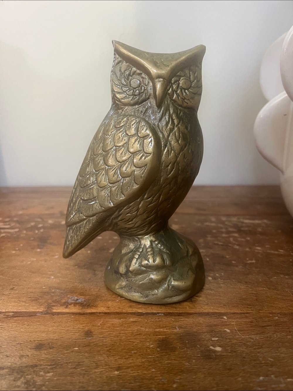 Majestic Vintage 1970’s Brass Horned Owl Figurine Book End